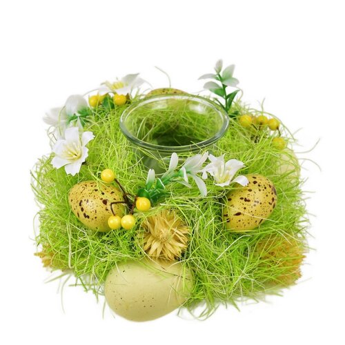 Pomladni svečnik z metuljem in jajčki, 17 x  8 cm