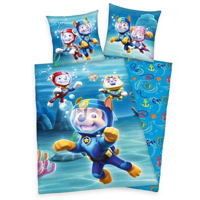 Herding Paw Patrol Sea gyermek pamut ágynemű, 140 x 200 cm, 70 x 90 cm