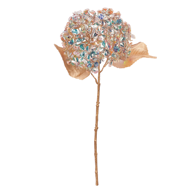 Hortensie artificială tăiată, floare multicoloră,aurie, 60 cm