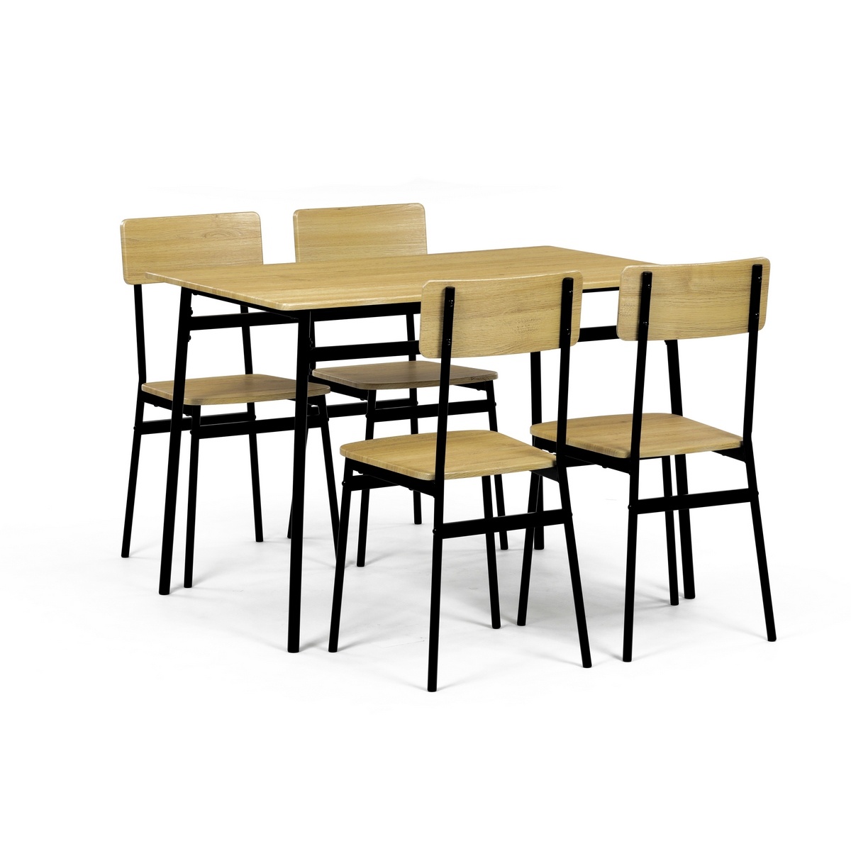 Jídelní set Industrial se 4 židlemi, 110 x 70 x 76 cm, divoký dub