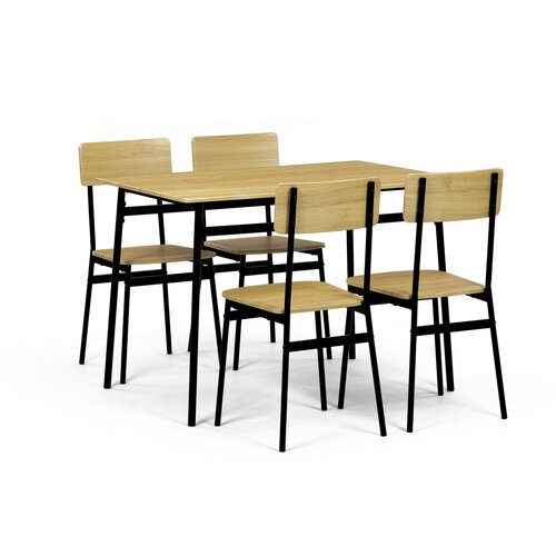 Zestaw jadalniany Industrial z 4 krzesłami, 110 x 70 x 76 cm, dąb dziki
