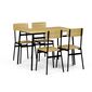 Set de masă Industrial cu 4 scaune, 110 x 70 x 76cm, stejar sălbatic