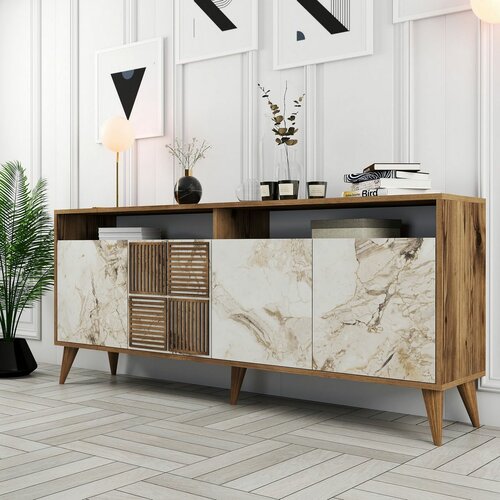 Schrank Milan 2 Walnut and White Marble