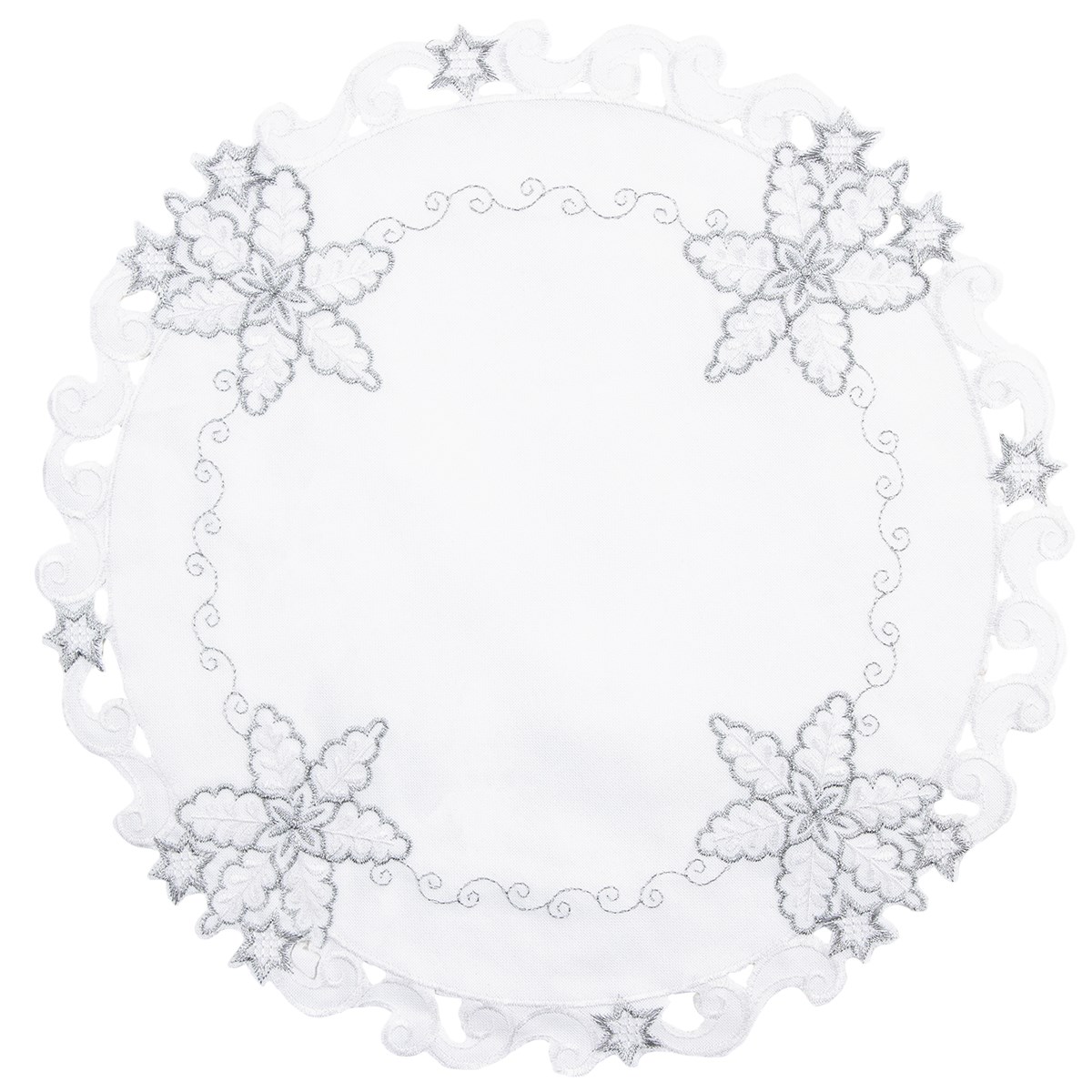 Forbyt Vánoční ubrus Vločky smetanová, pr. 35 cm