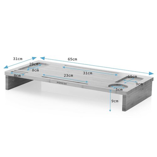 Bambusova miza za prenosni računalnik Ochte, 65 x30,5 x 9 cm