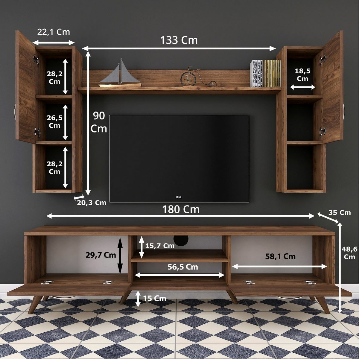 Televízna stena Mio Walnut