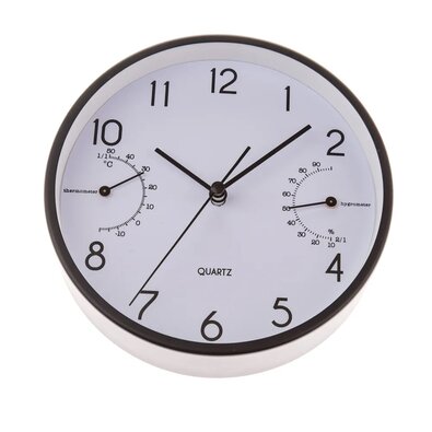 Nástenné hodiny s teplomerom a vlhkomerom 15 cm