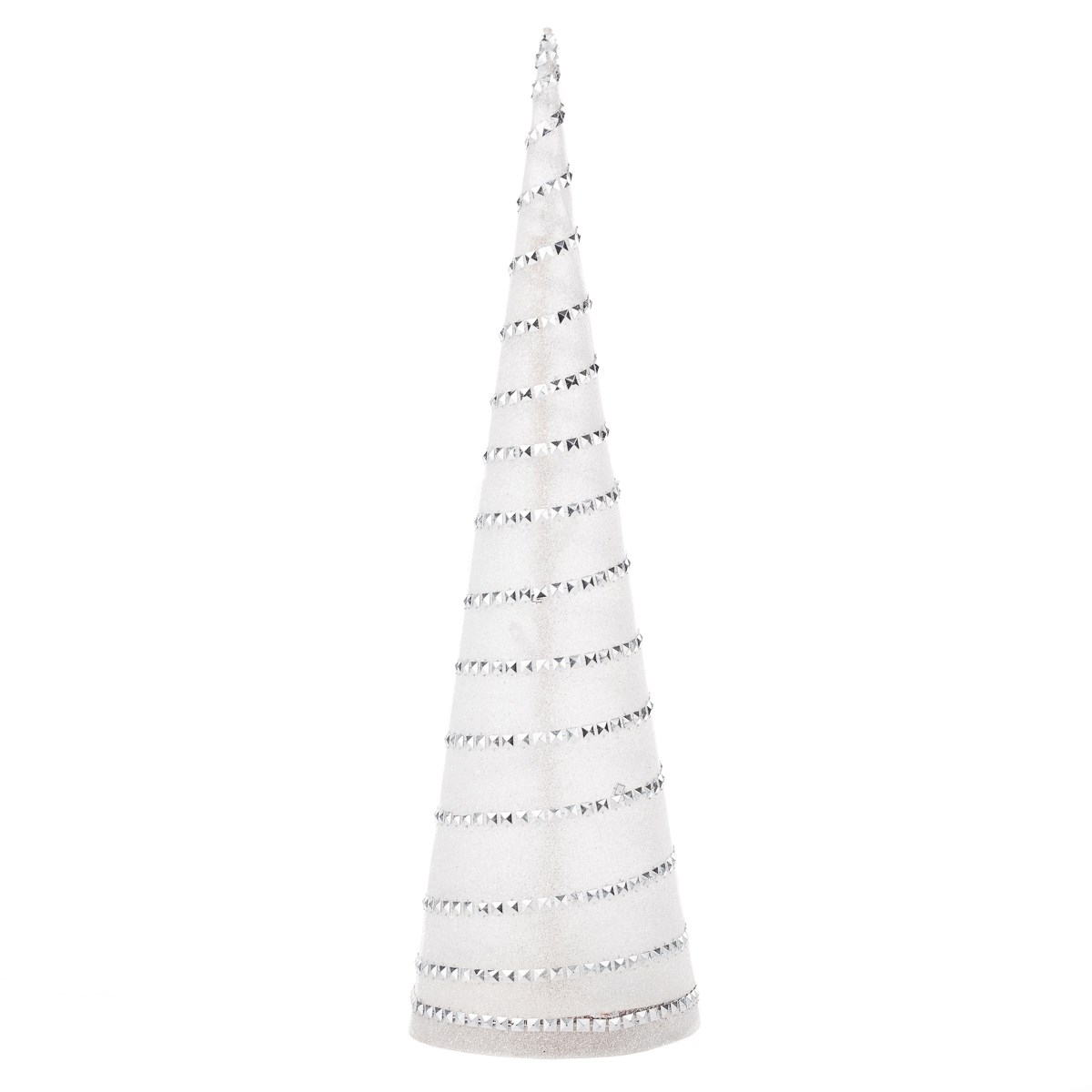 Svietiaca LED dekorácia kužeľ 58 cm, strieborná