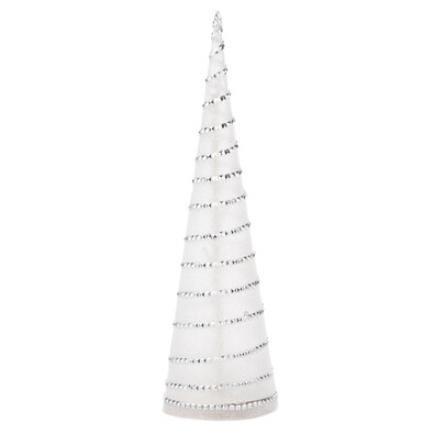 Świecąca dekoracja LED stożek 58 cm, srebrny