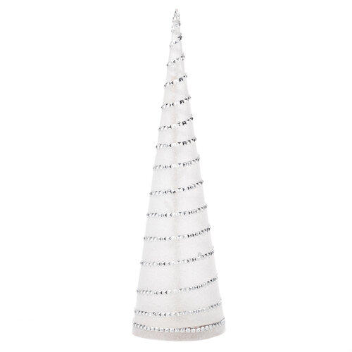 Świecąca dekoracja LED stożek 58 cm, srebrny