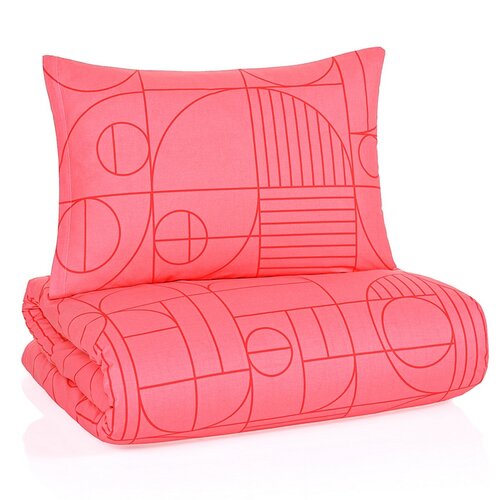 BedTex Bombažno posteljnino Geo Sunset Coral, 140x 200 cm, 70 x 90 cm