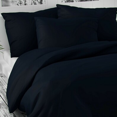 Satenasto posteljnino Luxury Collection temnomodra, 220 x 200 cm, 2 kos 70 x 90 cm