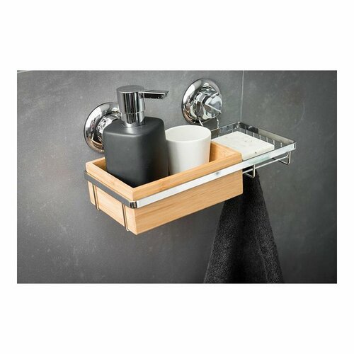 Compactor Bambusová polička s držákem na mýdlo Bestlock SPA Bamboo, 27,3 x 15 x 13,5 cm