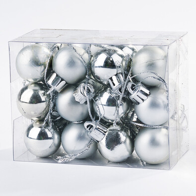 Plastové vánoční koule 2,5 cm, stříbrné, stříbrná