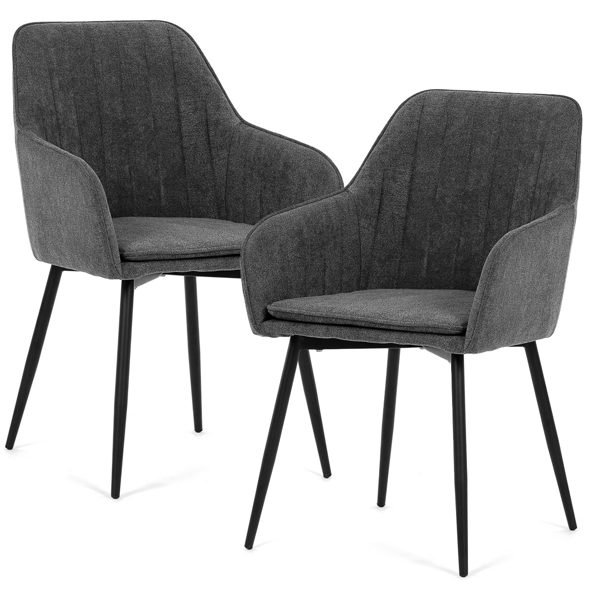 Fotografie Sada jídelních polstrovaných židlí 2 ks, šedá, 53 x 80 x 62 cm