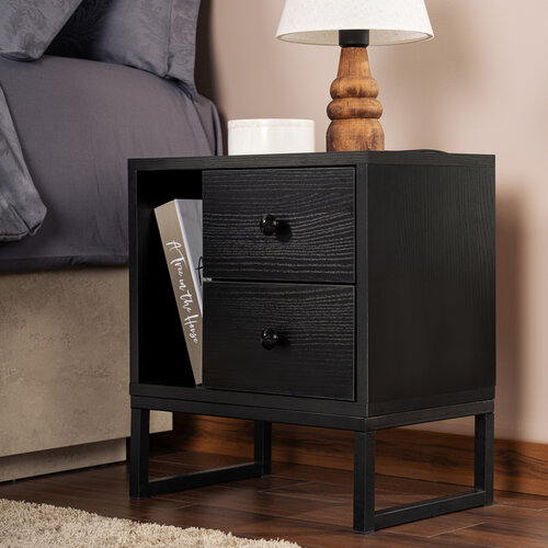 Nočný stolík Glimmer Wood Black