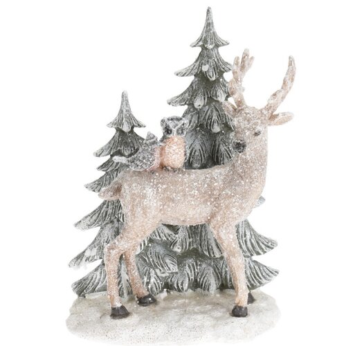 Ceramiczna dekoracja Deer with Xmas tree, 13 x 7 x 20 cm
