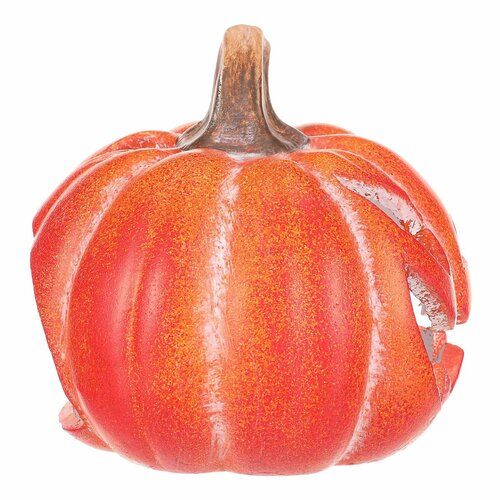 Svečnik Buča z obrazom velika oranžna, keramika,pr. 14 cm