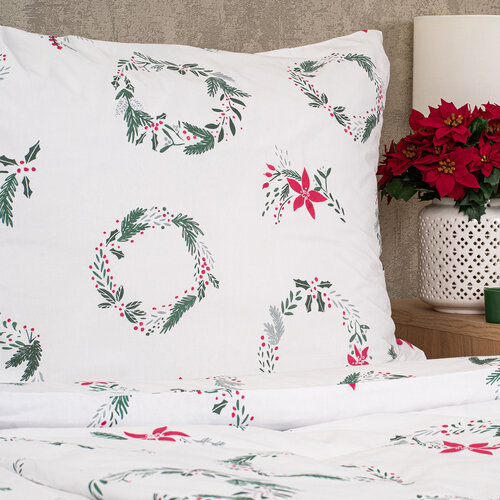 Lenjerie de pat din bumbac 4Home Christmas Holly, 140 x 220 cm, 70 x 90 cm