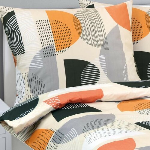 Bellatex Bombažno posteljnino Polkrog oranžna,siva, 140 x 200, 70 x 90 cm
