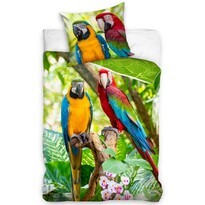 Detské bavlnené obliečky Farebné papagáje Ara, 140 x 200 cm, 70 x 90 cm