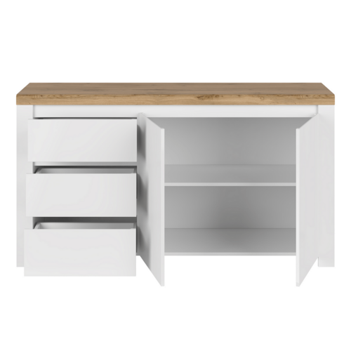 Komoda VILGO 2D3S, lesklá biela