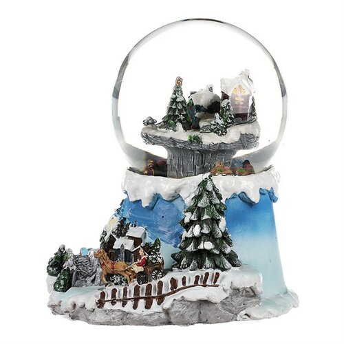 Vianočné snežítko Zimná krajina, svietiace, otočné, melódia, 19 x 19 x 18 cm