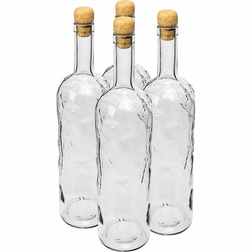 Set 4 sticle cu dop din plută, 1 l