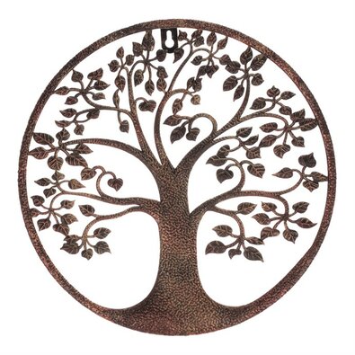 Decorație metalică de perete Arborele vieții dincupru, diametru 30 cm