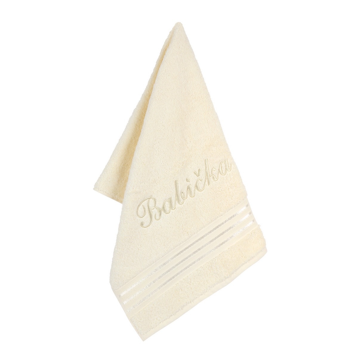 Levně Bellatex Froté ručník s výšivkou Babička vanilková