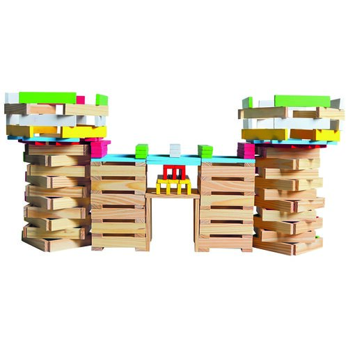 Joc modular din lemn Bino Oraș, 150 piese