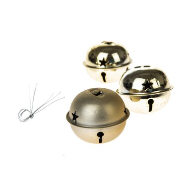 Zestaw metalowych dzwoneczków z gwiazdą, 3 szt.,złote