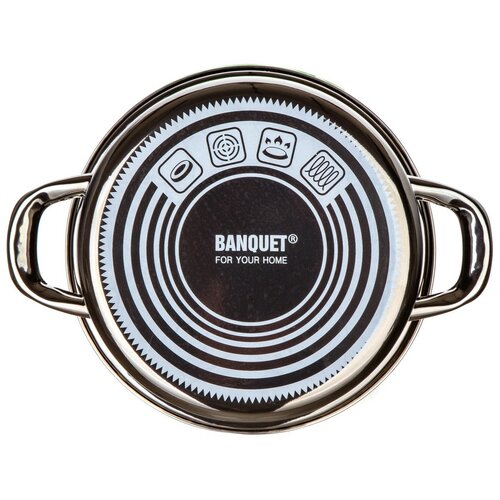 Banquet Hrniec smaltovaný METALLIC Black 20 cm, 2 l, s pokrievkou