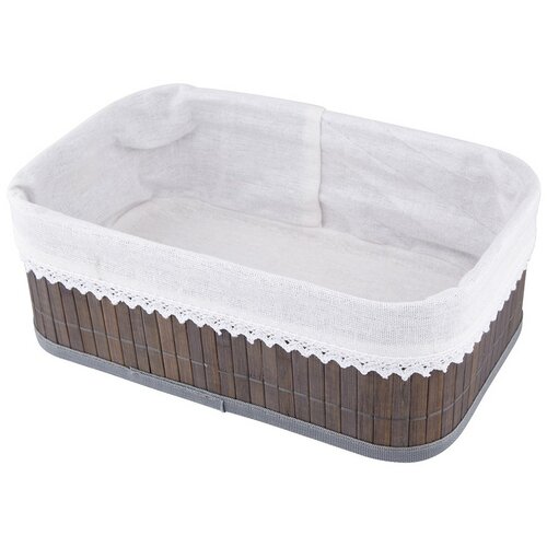 Altom Coș de depozitare din bambus cu dantelă, 28x 18 x 10 cm, M