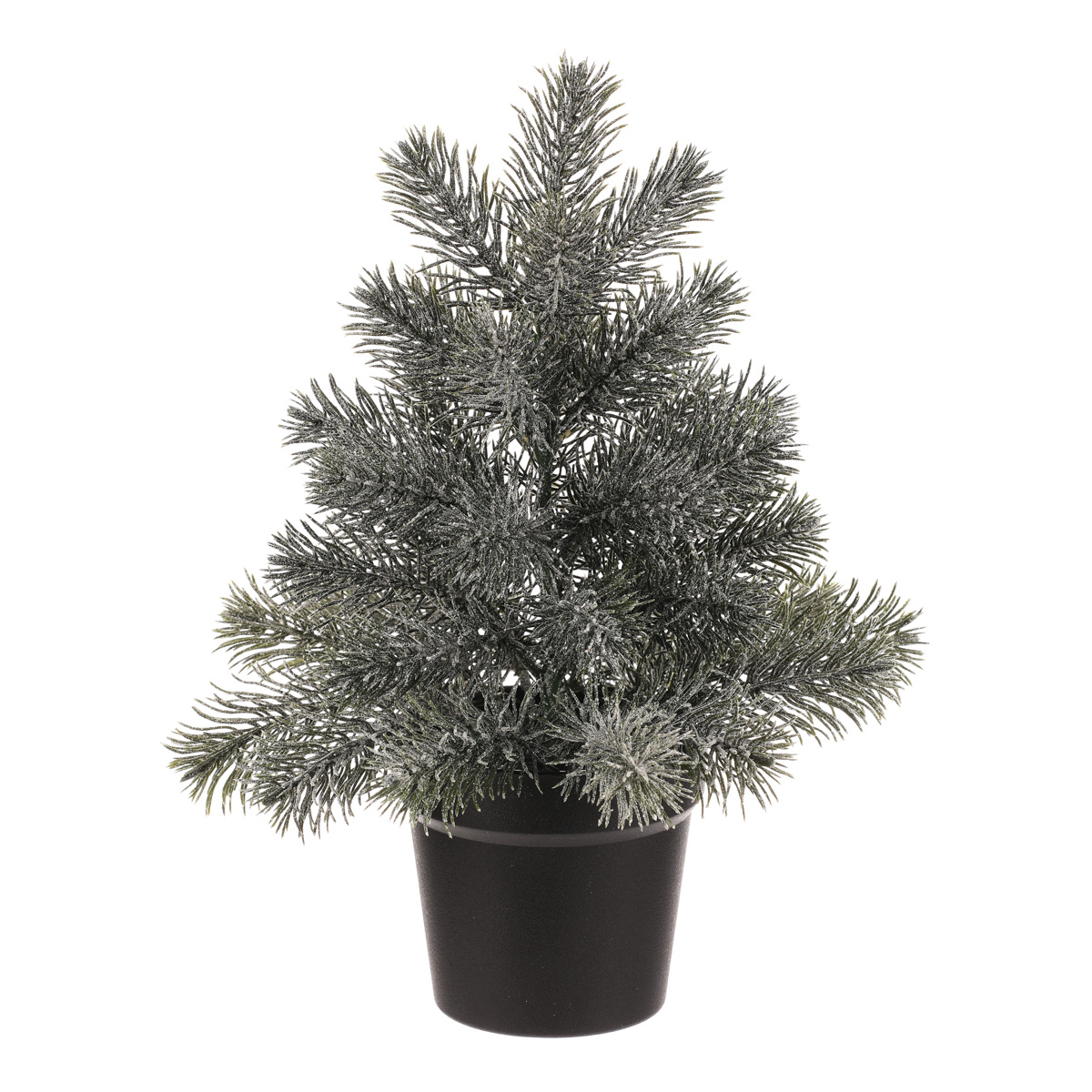 Dekoratív fenyő cserépben, 40 cm, zöld,hóborította