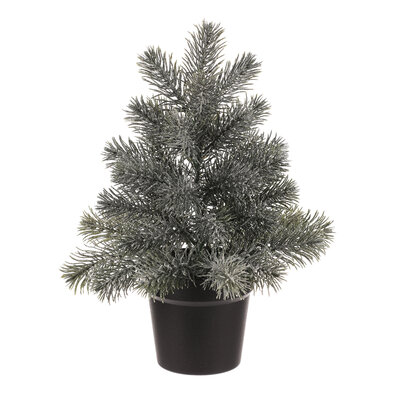Dekorační Smrk v květináči, 40 cm, zelená, jemně ojíněný