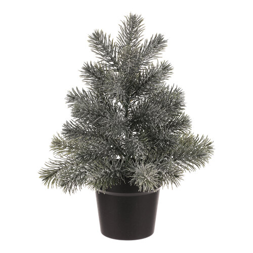 Dekoratív fenyő cserépben, 40 cm, zöld,hóborította