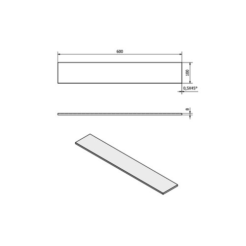 SAPHO 22482 Wandregal 60 x 10 x 0,8 cm, Milchglas