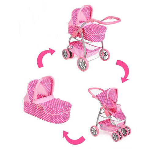 PlayTo Wielofunkcyjny wózek dla lalek Jasminka, jasnoróżowy
