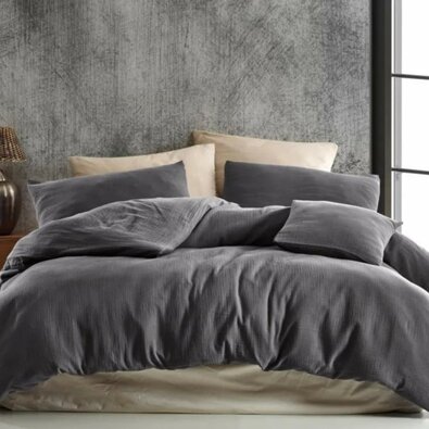 Kvalitex Muslin posteljnina temno siva, 140 x 200cm, 70 x 90 cm