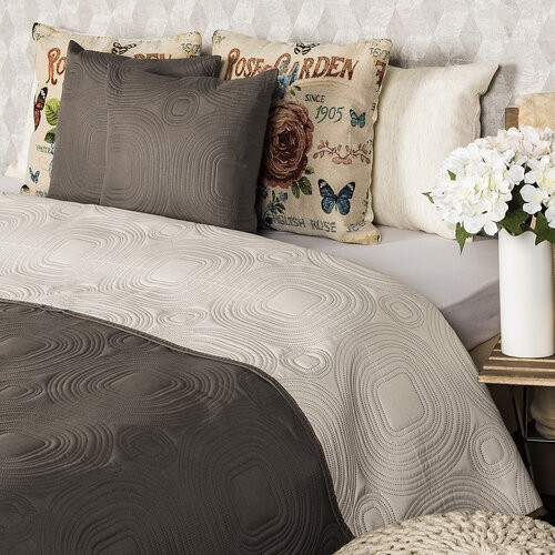 4Home Tagesdecke Doubleface Braun/Beige, 220 x 240 cm, 2x 40 x 40 cm