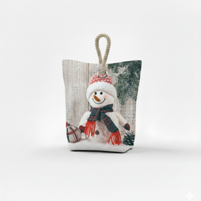 Weihnachtlicher Türstopper Schneemann rot, 22 x 23 cm