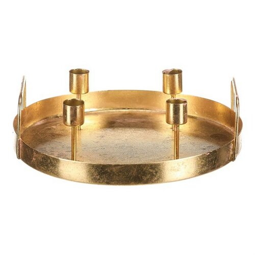 Fém adventi gyertyatartó 4 kúpos gyertyához,arany, 25 x 25 x 7 cm