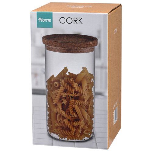 4Home Szklany pojemnik do żywności z pokrywką Cork, 1000 ml
