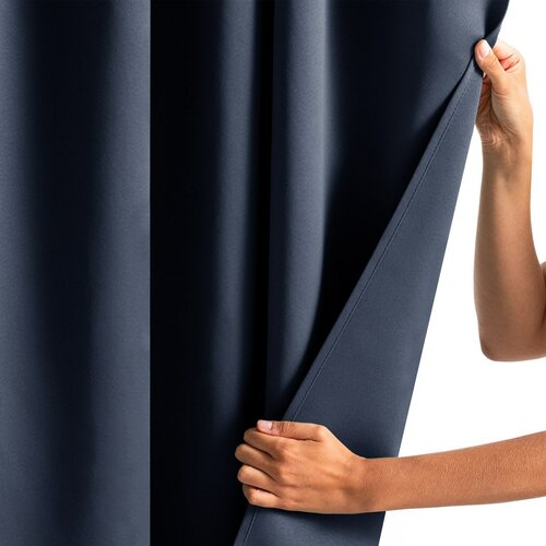 Restilo Blackout Oxford Pleat függöny, indigó, 140 x 245 cm