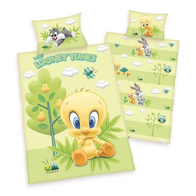 Pościel bawełniana dla dzieci do łóżeczka Looney  Tunes, 100 x 135 cm, 40 x 60 cm