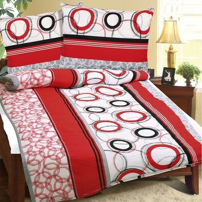 Lenjerie de pat din crep Cercuri, roşu, 140 x 200 cm, 70 x 90 cm