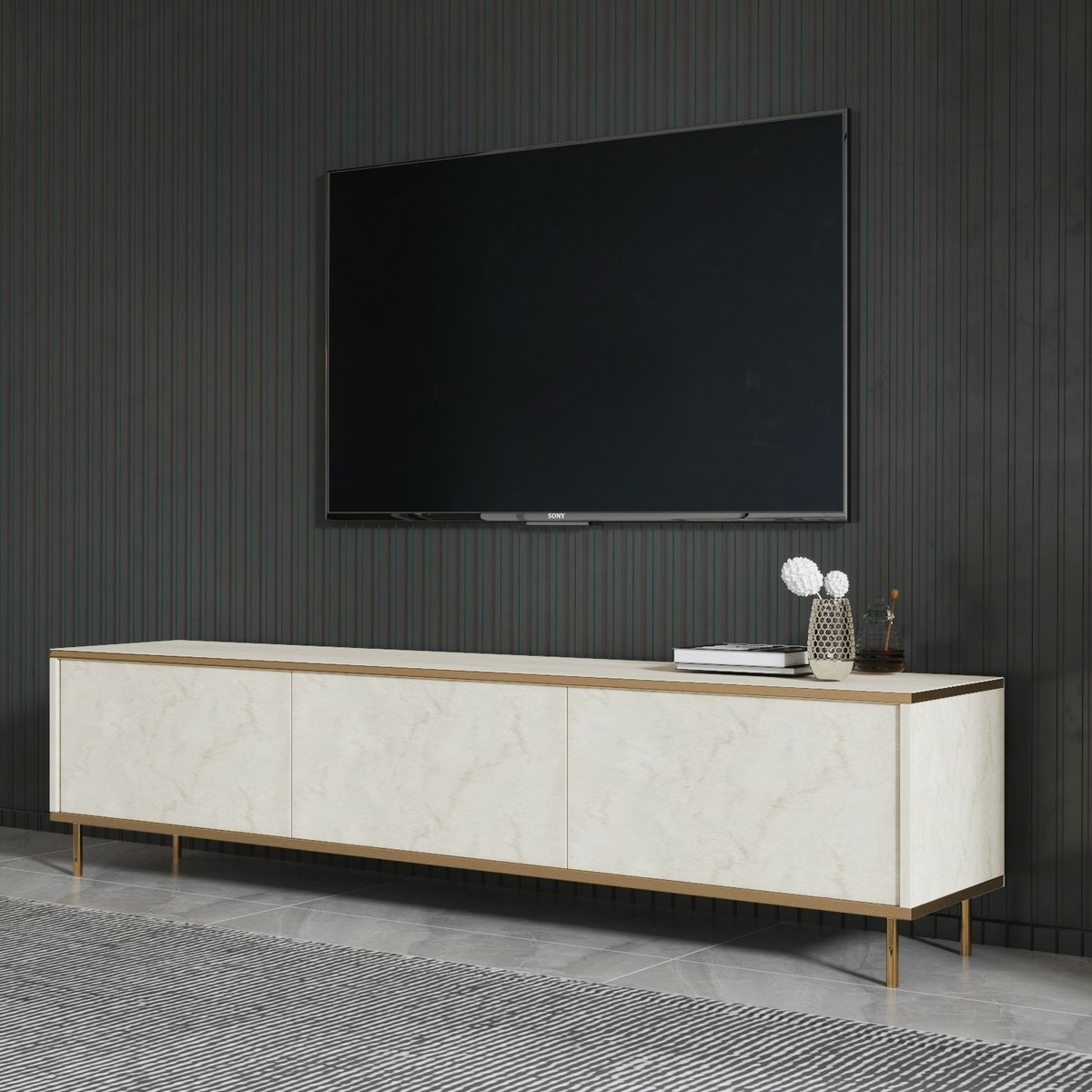 Televízny stolík Imaj Travertine and Gold