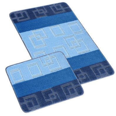Bellatex fürdőszobai szőnyegkészlet Bany designnélkül Cube kék, 60 x 100, 60 x 50 cm, 60 x 50 cm