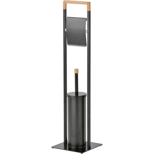 Suport pentru hârtie igienică cu perie Spirella Chic 75 x 19 x 19 cm, negru